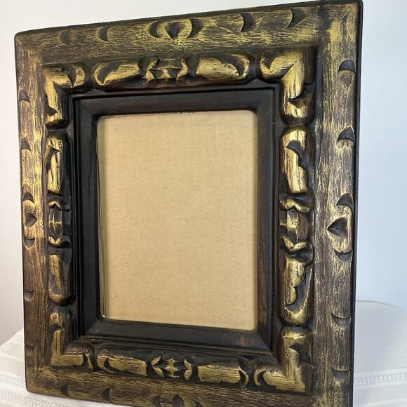 Antique Ornate Gilted Gold Tone Victorian Carved Wood Picture Frame W/Glass - Picture 1 of 8